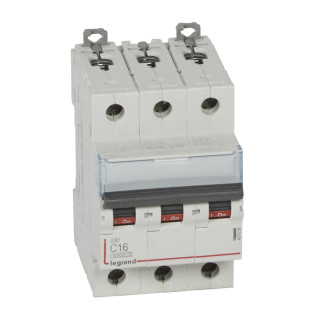 Автоматический выключатель DX³ 6000 - 10 кА - тип характеристики C - 3П - 400 В~ - 16 А - 3 модуля