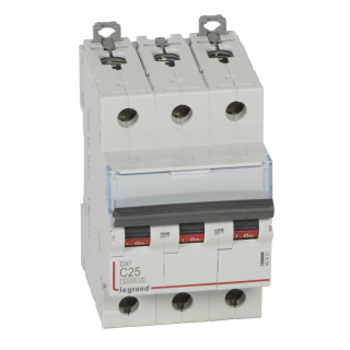 Автоматический выключатель DX³ 6000 - 10 кА - тип характеристики C - 3П - 400 В~ - 25 А - 3 модуля