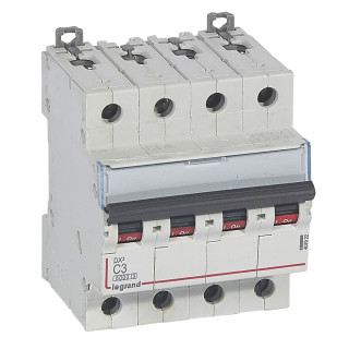 Автоматический выключатель DX³ 6000 - 10 кА - тип характеристики C - 4П - 400 В~ - 3 А - 4 модуля
