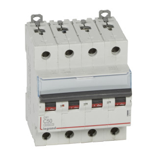 Автоматический выключатель DX³ 6000 - 10 кА - тип характеристики C - 4П - 400 В~ - 50 А - 4 модуля