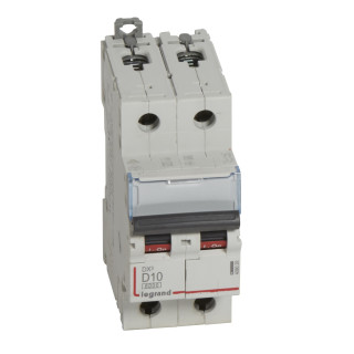 Автоматический выключатель DX³ 6000 - 10 кА - тип характеристики D - 2П - 230/400 В~ - 10 А - 2 модуля