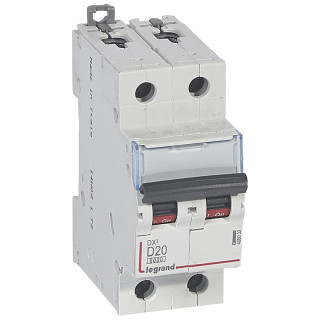 Автоматический выключатель DX³ 6000 - 10 кА - тип характеристики D - 2П - 230/400 В~ - 20 А - 2 модуля