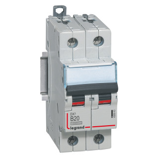 Автоматический выключатель DX³ 10000 - 16 кА - тип характеристики B - 2П - 230/400 В~ - 20 А - 2 модуля