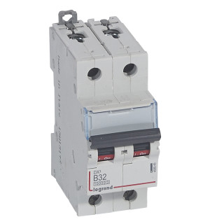 Автоматический выключатель DX³ 10000 - 16 кА - тип характеристики B - 2П - 230/400 В~ - 32 А - 2 модуля