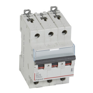 Автоматический выключатель DX³ 10000 - 16 кА - тип характеристики B - 3П - 400 В~ - 25 А - 3 модуля