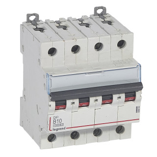 Автоматический выключатель DX³ 10000 - 16 кА - тип характеристики B - 4П - 400 В~ - 10 А - 4 модуля