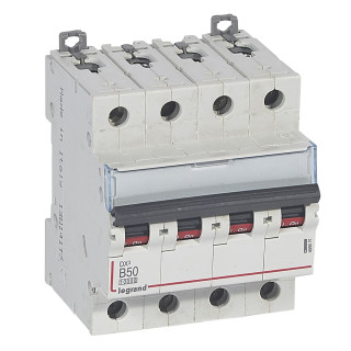 Автоматический выключатель DX³ 10000 - 16 кА - тип характеристики B - 4П - 400 В~ - 50 А - 4 модуля