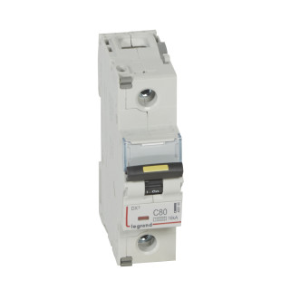 Автоматический выключатель DX³ 10000 - 16 кА - тип характеристики C - 1П - 230/400 В~ - 80 А - 1,5 модуля