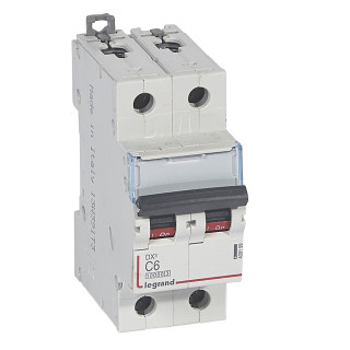 Автоматический выключатель DX³ 10000 - 16 кА - тип характеристики С - 2П - 230/400 В~ - 6 А - 2 модуля