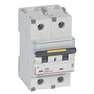 Автоматический выключатель DX³ 10000 - 16 кА - тип характеристики С - 2П - 230/400 В~ - 80 А - 3 модуля