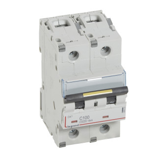 Автоматический выключатель DX³ 10000 - 16 кА - тип характеристики С - 2П - 230/400 В~ - 100 А - 3 модуля