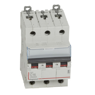 Автоматический выключатель DX³ 10000 - 16 кА - тип характеристики С - 3П - 400 В~ - 16 А - 3 модуля