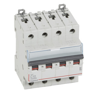 Автоматический выключатель DX³ 10000 - 16 кА - тип характеристики С - 4П - 400 В~ - 10 А - 4 модуля
