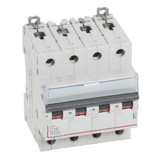 Автоматический выключатель DX³ 10000 - 16 кА - тип характеристики С - 4П - 400 В~ - 16 А - 4 модуля