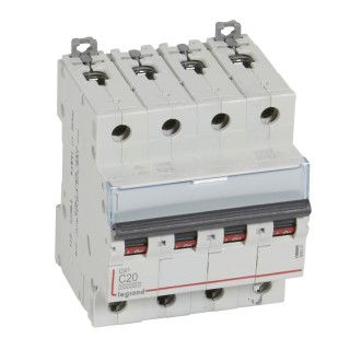 Автоматический выключатель DX³ 10000 - 16 кА - тип характеристики С - 4П - 400 В~ - 20 А - 4 модуля