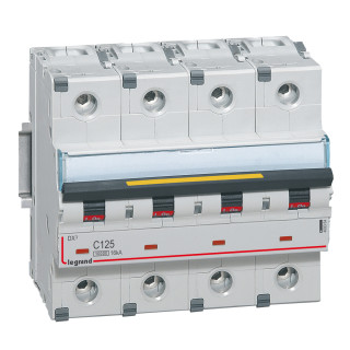 Автоматический выключатель DX³ 10000 - 16 кА - тип характеристики С - 4П - 400 В~ - 125 А - 6 модулей