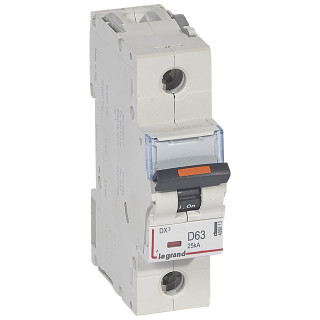 Автоматический выключатель DX³ - 25 кА - тип характеристики D - 1П - 230/400 В~ - 63 А - 1,5 модуля