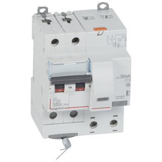 Автоматический выключатель дифференциального тока DX³ 6000 - 10 кА - тип характеристики С - 2П - 230 В~ - 20 А - тип AС - 30 мА - 4 модуля