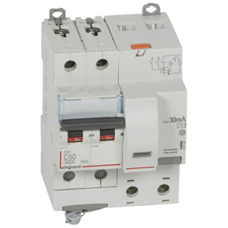 Автоматический выключатель дифференциального тока DX³ 6000 - 10 кА - тип характеристики С - 2П - 230 В~ - 50 А - тип AС - 30 мА - 4 модуля