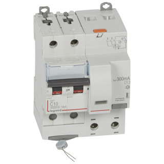 Автоматический выключатель дифференциального тока DX³ 6000 - 10 кА - тип характеристики С - 2П - 230 В~ - 10 А - тип AС - 300 мА - 4 модуля