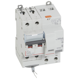 Автоматический выключатель дифференциального тока DX³ 6000 - 10 кА - тип характеристики С - 2П - 230 В~ - 25 А - тип AС - 300 мА - 4 модуля