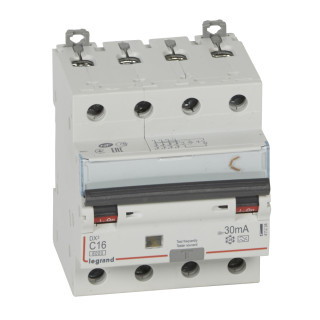 Автоматический выключатель дифференциального тока DX³ 6000 - 10 кА - тип характеристики С - 4П - 400 В~ - 16 А - тип A - 30 мА - 4 модуля