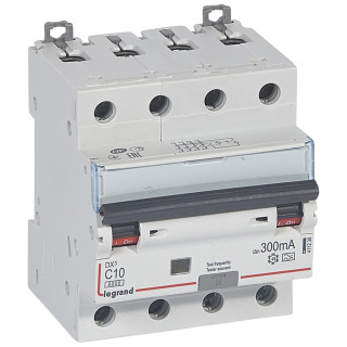 Автоматический выключатель дифференциального тока DX³ 6000 - 10 кА - тип характеристики С - 4П - 400 В~ - 10 А - тип A - 300 мА - 4 модуля