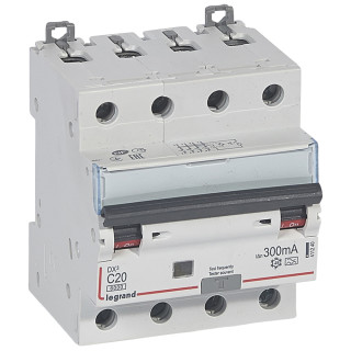 Автоматический выключатель дифференциального тока DX³ 6000 - 10 кА - тип характеристики С - 4П - 400 В~ - 20 А - тип A - 300 мА - 4 модуля