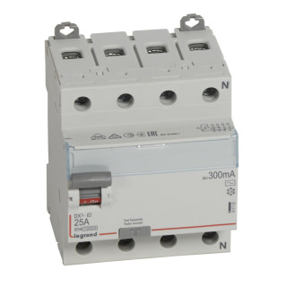 Выключатель дифференциального тока DX³-ID - 4П - 400 В~ - 25 А - тип AC - 300 мА - 4 модуля