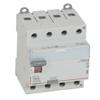 Выключатель дифференциального тока DX³-ID - 4П - 400 В~ - 100 А - тип A - 100 мА - 4 модуля