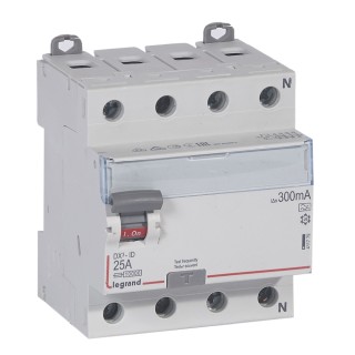 Выключатель дифференциального тока DX³-ID - 4П - 400 В~ - 25 А - тип A - 300 мА - 4 модуля