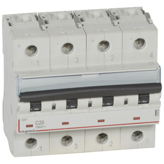 Автоматический выключатель постоянного тока - 1000 В= - 20 А - 2 защищенных полюса - 6 модулей