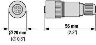 Штепсельный разъем SWD IP67 с 5-полюсным гнездом для закручивания, для круглого провода SWD