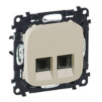 Valena ALLURE.Информационная розетка двойная RJ45 Кат.6 UTP.С лицевой панелью.Слоновая кость
