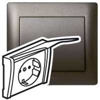 Лицевая панель - Galea Life - для розетки 2К+З - с защитными шторками + крышка - Dark Bronze