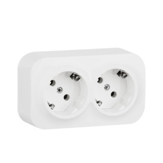 Розеточный блок 2 x 2К+З с защитными шторками - 16 A - 250 В~ - Quteo IP 20 - Белый