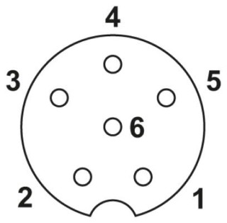 Схематический чертеж, Расположение контактов гнездовой части М8, 6 контактов