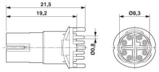 Чертеж, Держатель гнездовых контактов M12