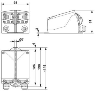 Чертеж, Телекоммуникационная розетка 2 x RJ45