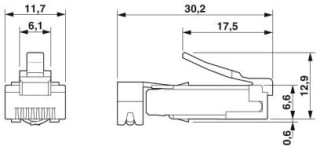 Чертеж, Штыревая вставка RJ45