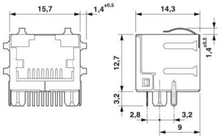 Чертеж, Гнездовая вставка RJ45