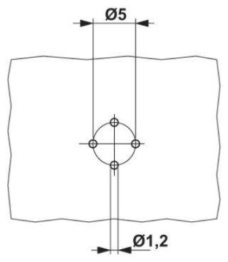 Схема расположения отверстий, Встраиваемый соединитель M12
