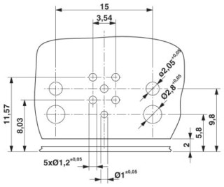 Схема расположения отверстий, Схема расположения отверстий только для соединений с корпусом SACC-M12-SCO NUT L90 (арт. № 1432460)