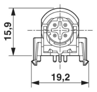 Чертеж, Встраиваемый соединитель M12, вилочная часть, держатель контактов, вид спереди