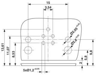 Схема расположения отверстий, Схема расположения отверстий только для соединений с корпусом SACC-M12-SCO PLUG L90 (арт. № 1436709)