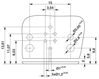 Схема расположения отверстий, Схема расположения отверстий только для соединений с корпусом SACC-M12-SCO PLUG L90 (арт. № 1436709)
