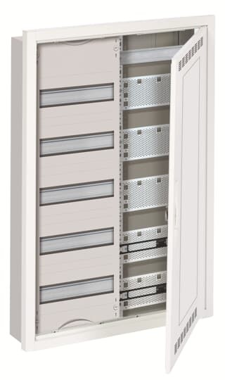 Шкаф 60М в нишу с медиапанелями 834х560х120 с расстоянием между DIN-рейками 125 мм и самозажимными клеммами N/PE и Wi-Fi дверью с вент. отверстиями U52MMW