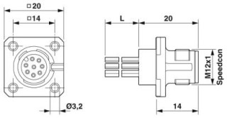 Чертеж, Встраиваемый штекер M12