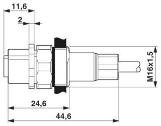 Чертеж, Встраиваемая штекерная часть M12, позиционируемая