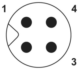 Схематический чертеж, Расположение контактов штекера М5, 3 контакта, вид со стороны штыревой части